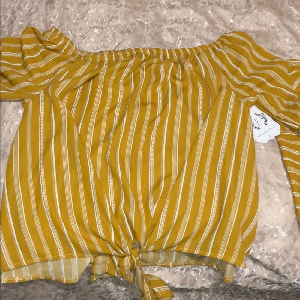 Off the Shoulder Yellow Stripped Blouse